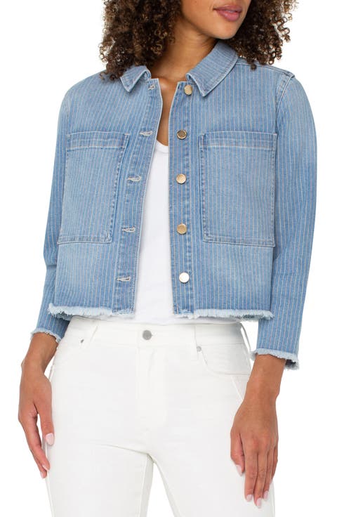 Stripe Crop Denim Shacket
