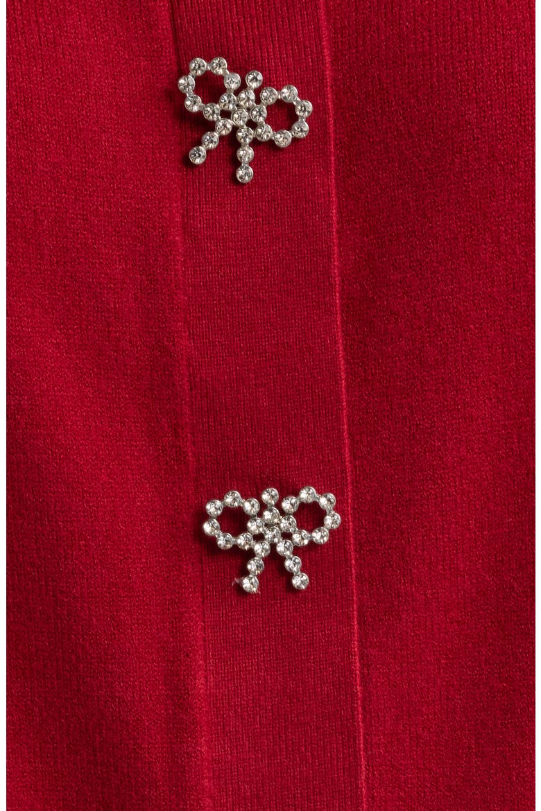 Embellished Bow Button Cardigan, Alternate, color, TITIAN RED