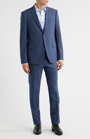 John Varvatos Bleecker Blue Microcheck Wool Blend Suit
