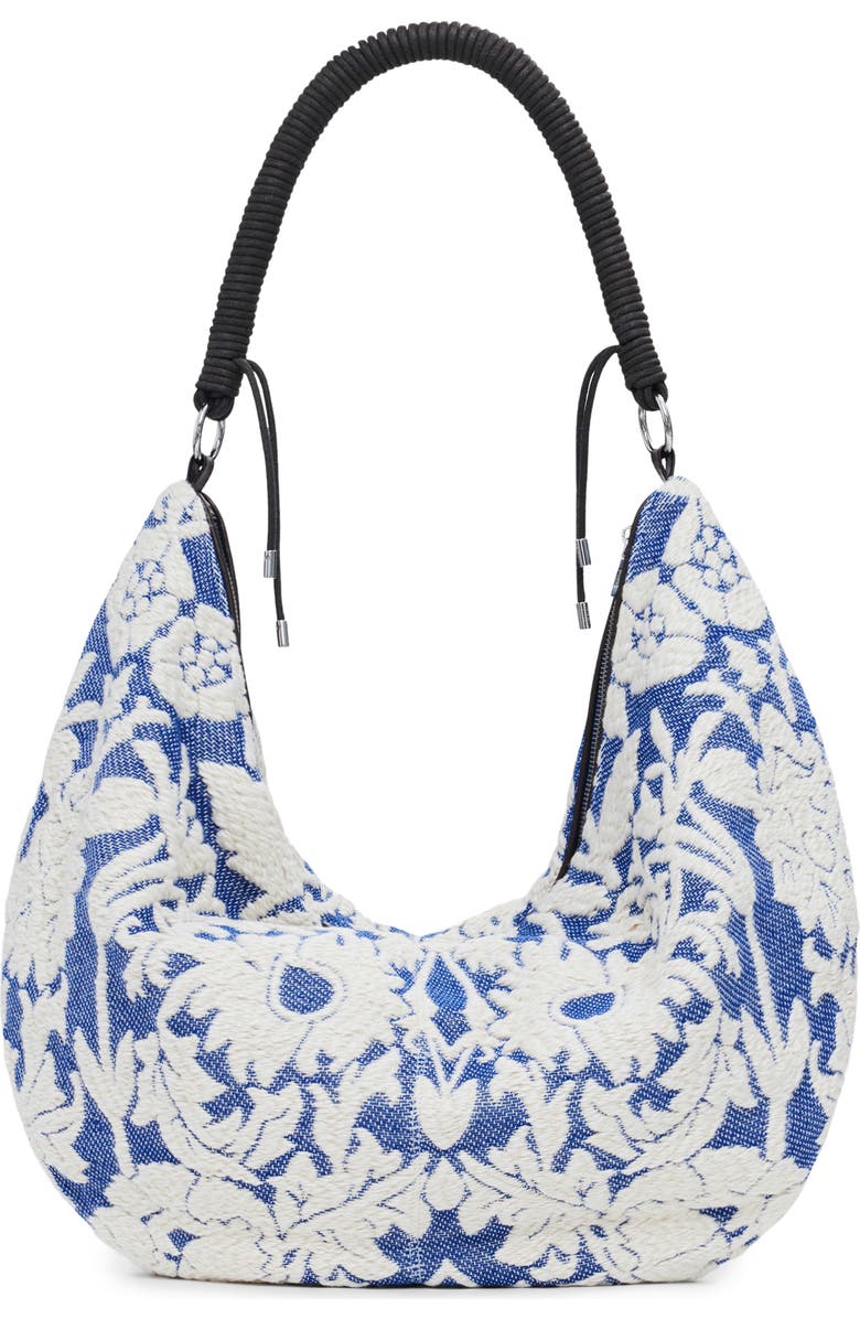 Desigual Floral Embroidered Shoulder Bag, Alternate, color, Royal Blue