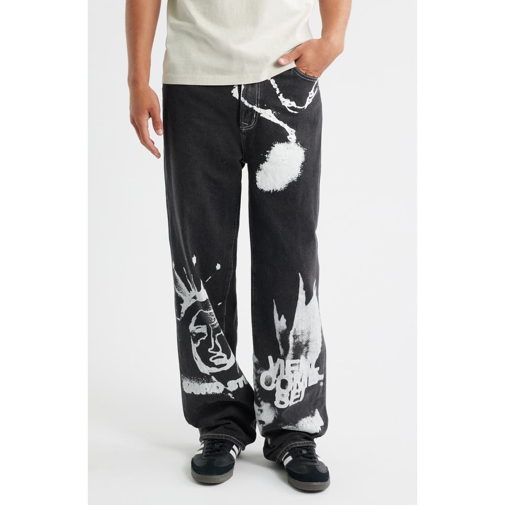 Santo Studio Medici Prato Graphic Baggy Jeans In Black