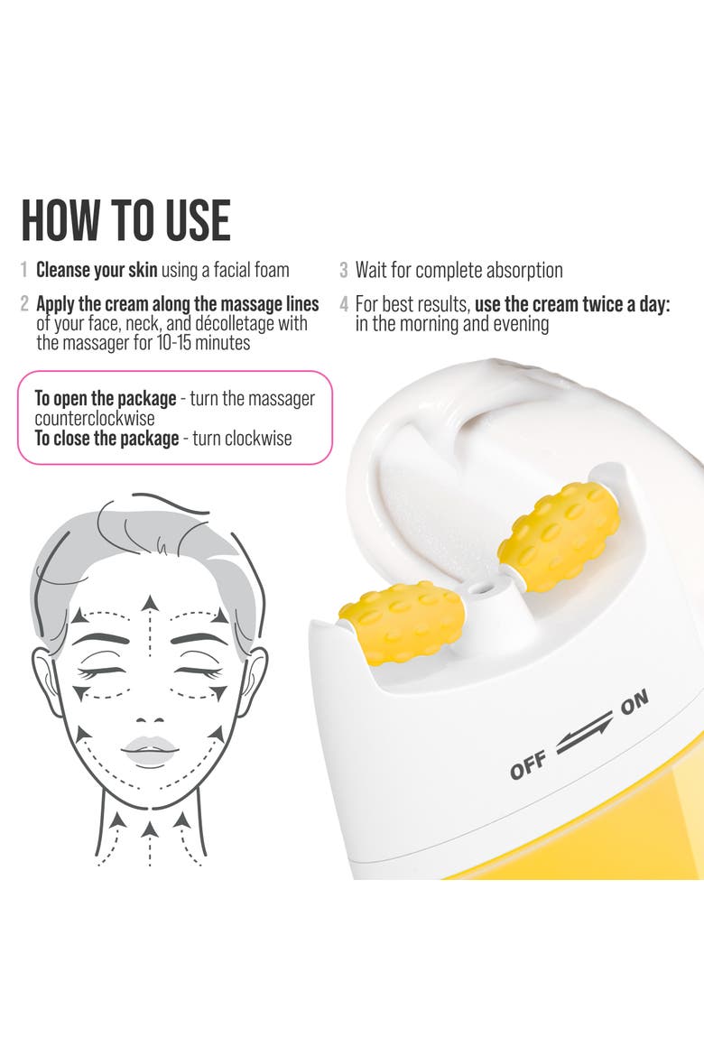 Face moisturizer with Collagen for Firming & Lifting with 3D Massage Applicator, Alternate, color, White