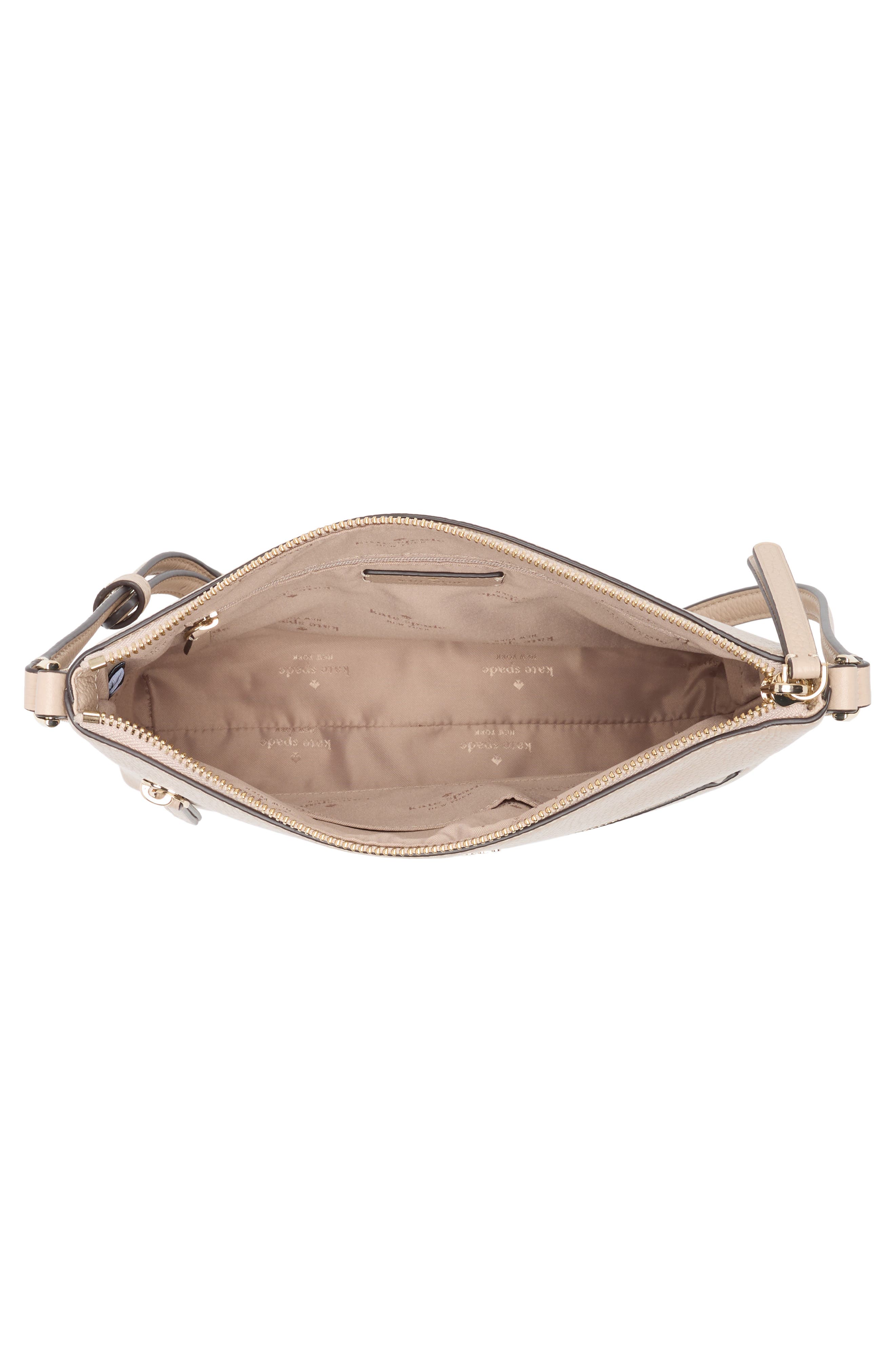 jackson top zip leather crossbody bag, Alternate, color, WARM BEIGE