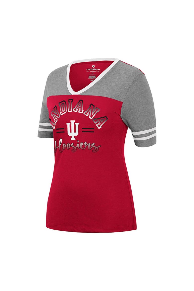 Women's Colosseum Crimson/Heathered Gray Indiana Hoosiers There You Are V-Neck T-Shirt, Alternate, color, Crimson