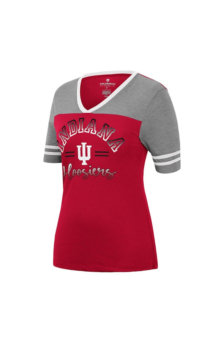 COLOSSEUM Women's Colosseum Crimson/Heathered Gray Indiana Hoosiers There You Are V-Neck T-Shirt, Alternate, color,