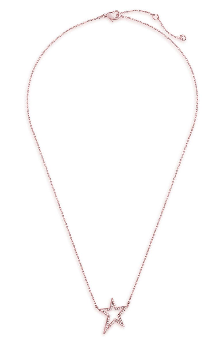 Sterling Forever Cubic Zirconia Star Necklace, Alternate, color, Rose Gold