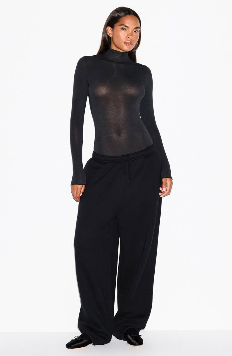 SKIMS Long Sleeve Turtleneck Bodysuit, Alternate, color, Onyx