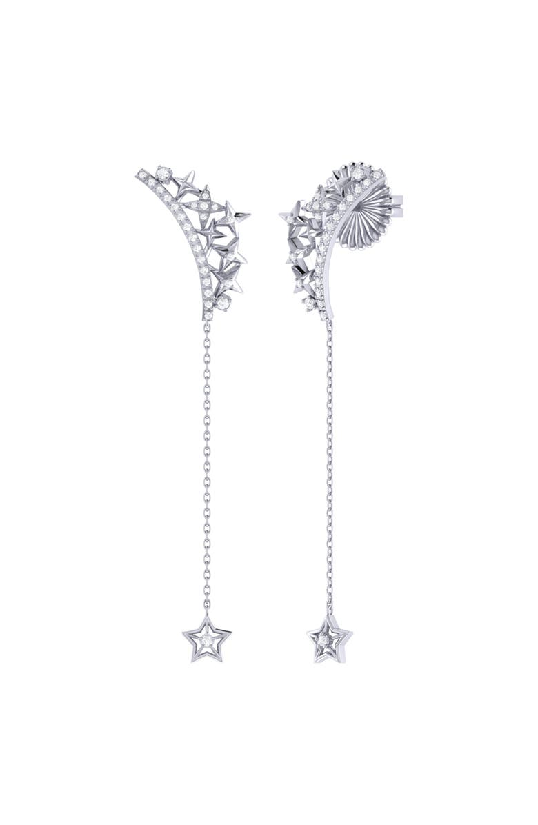 LuvMyJewelry Starry Cascade Tiara Sterling Silver Diamond Drop Earring, Main, color, 