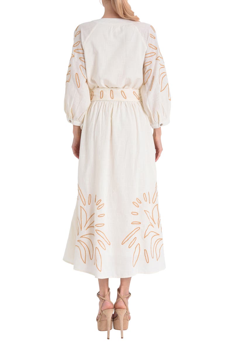 Eliza Embroidered A-Line Dress, Alternate, color, CREAM/SAND