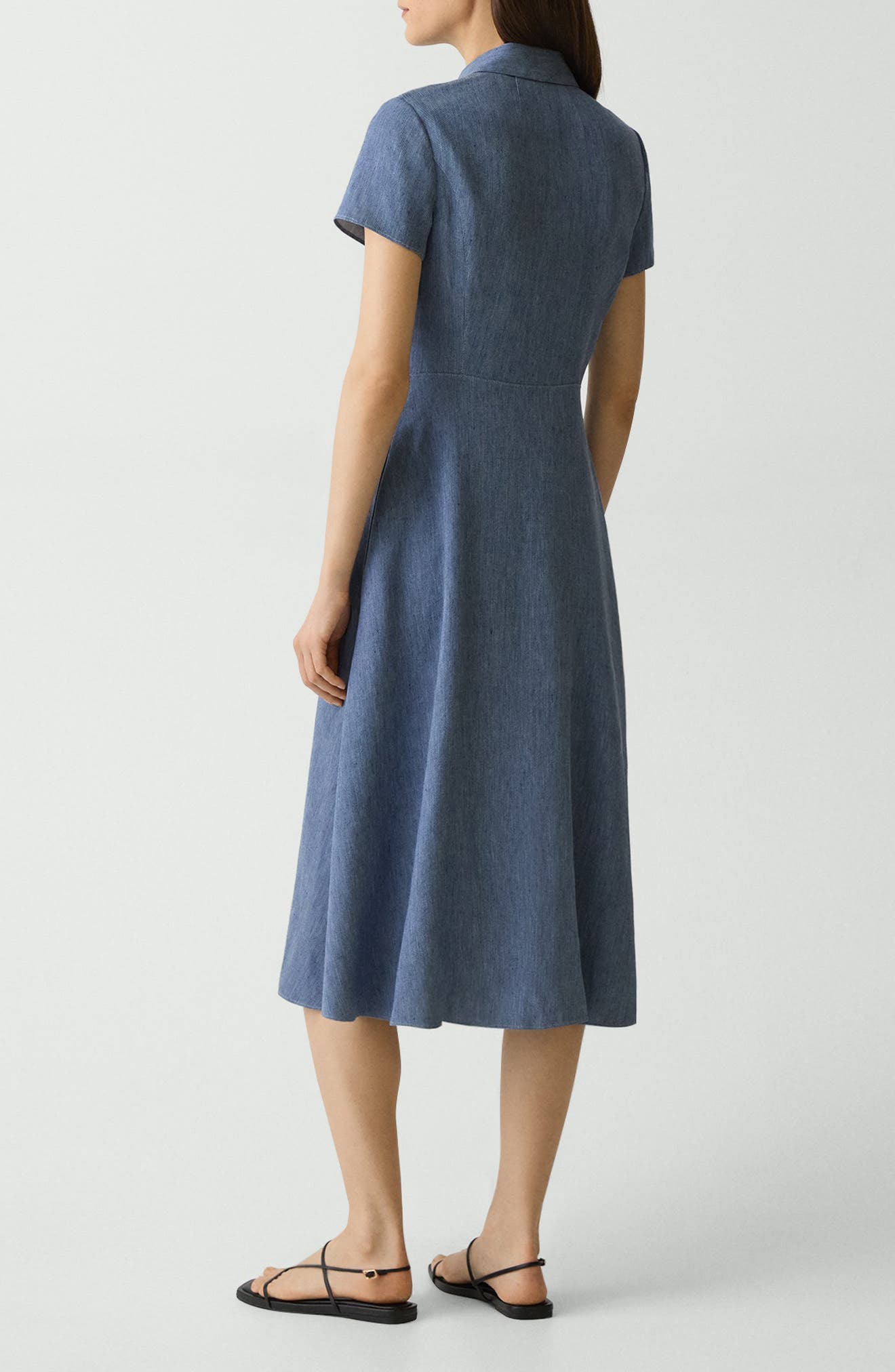 Stretch Linen Blend Shirtdress - image 2
