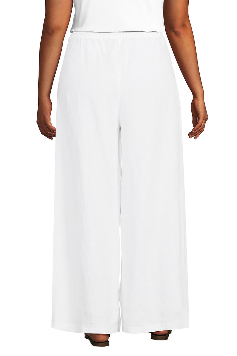 Plus Size Linen High Rise Palazzo Pants - Set Bottom, Alternate, color, White