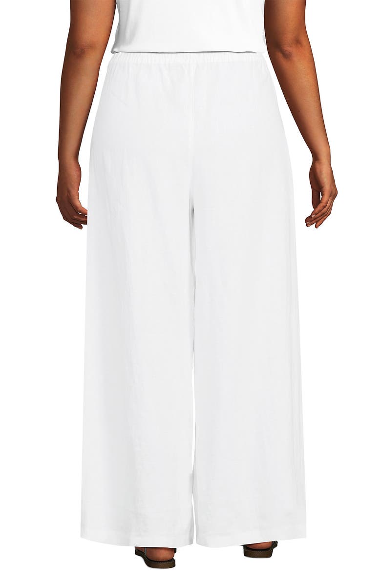 Lands' End Plus Size Linen High Rise Palazzo Pants - Set Bottom, Alternate, color, White