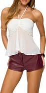 EDIKTED Beaded Sheer Chiffon Babydoll Halter Top