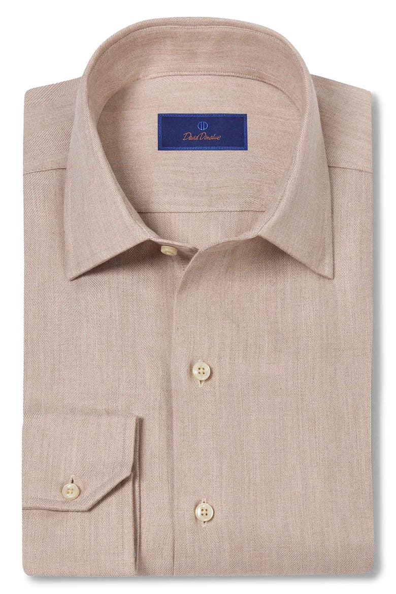 Herringbone Sport Shirt, Main, color, DUNE
