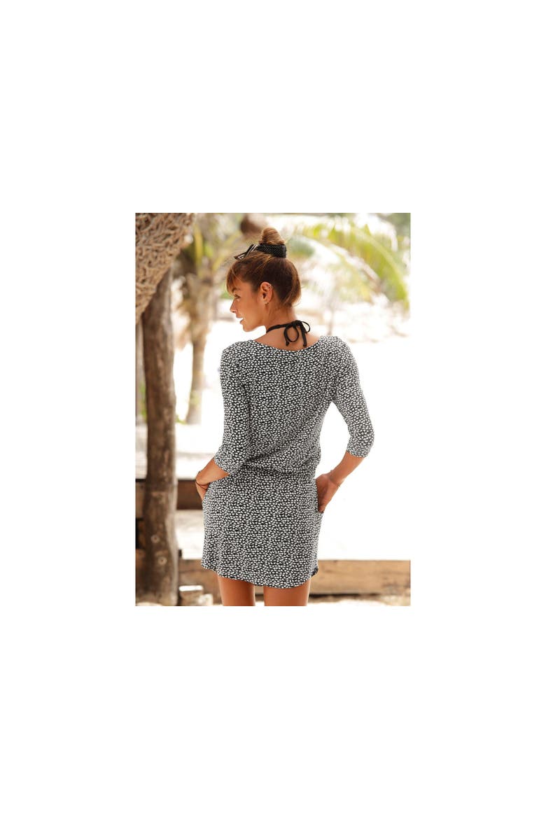Zip Detail Dress, Alternate, color, Black Printed
