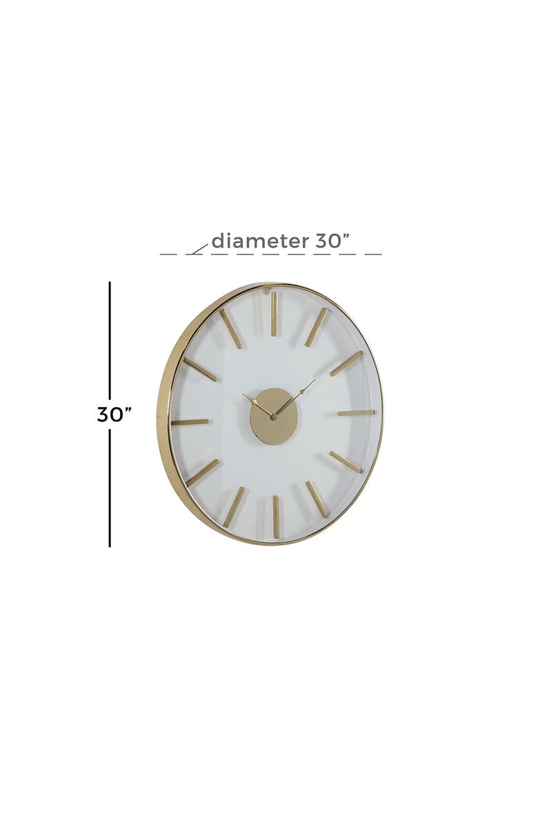 WILLOW ROW Large Round Gold Stainless Steel Modern Wall Clock - 30" x 30", Alternate, color, 