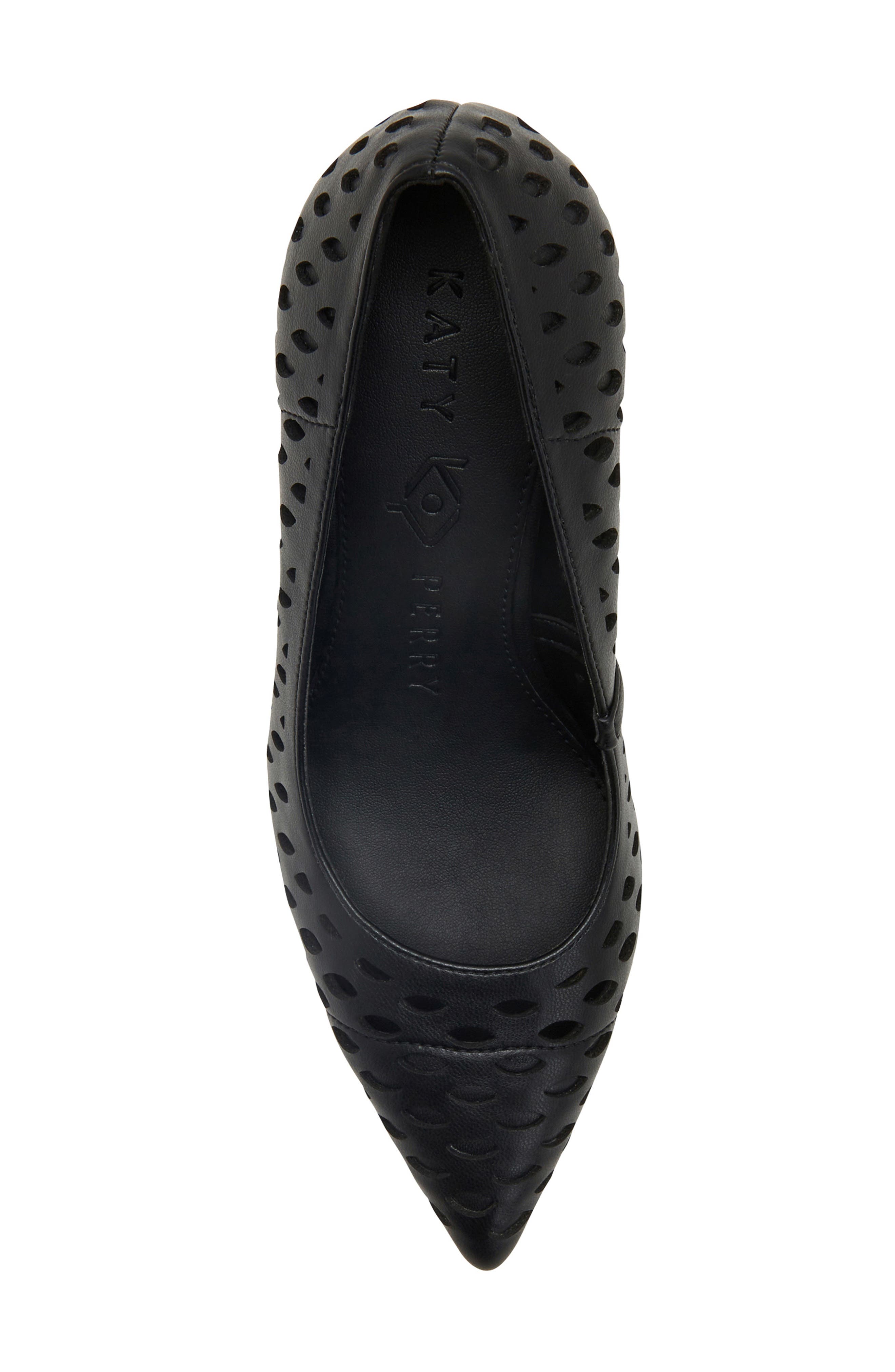 The Revival Fishnet Pointed Cap Toe Pump, Alternate, color, BLACK