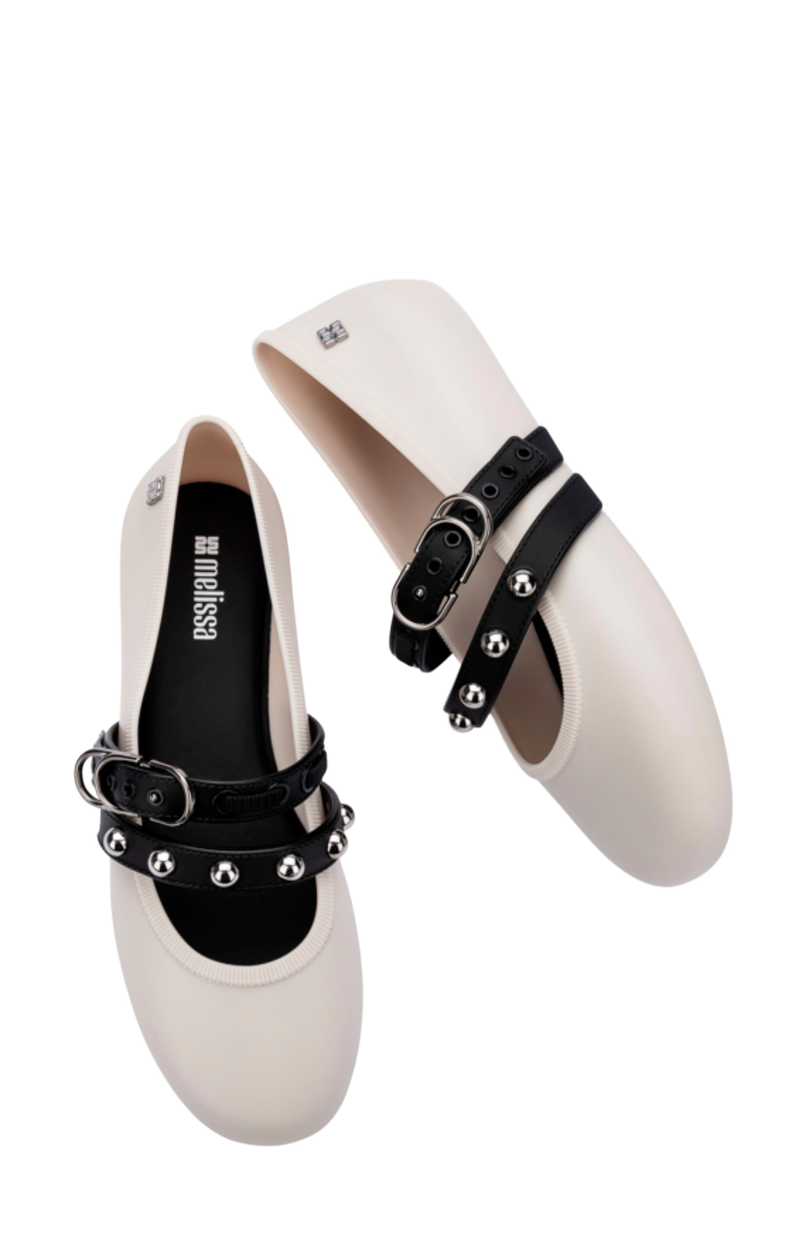 Stud Mary Jane Soft Ballerina Flat, Alternate, color, BEIGE/ BLACK
