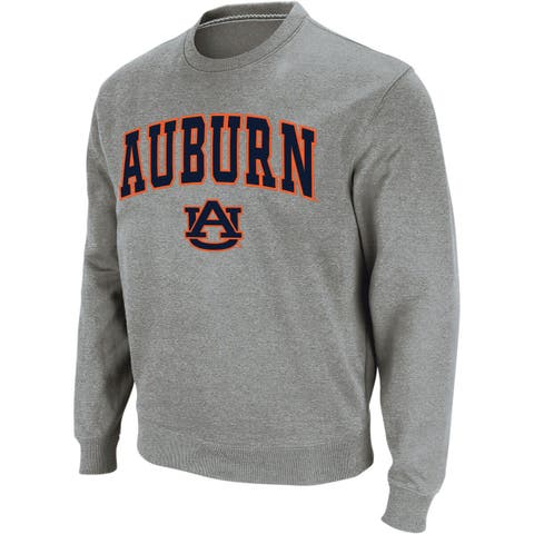 Men's Colosseum Heathered Gray Auburn Tigers Arch & Logo Crew Neck Sweatshirt