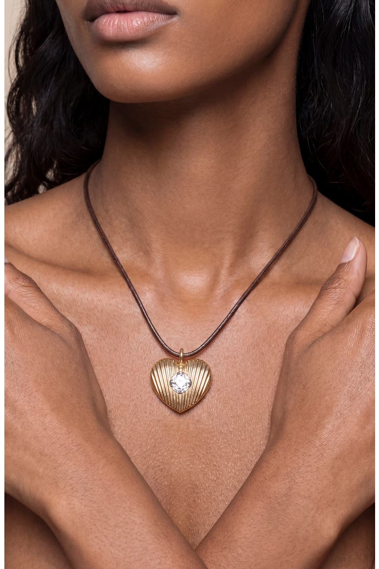 Heart Pendant Cord Necklace, Alternate, color, CLEAR