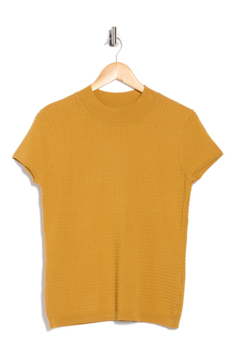 Mock Neck Short Sleeve Knit Sweater, Alternate, color, GOLDEN ROD
