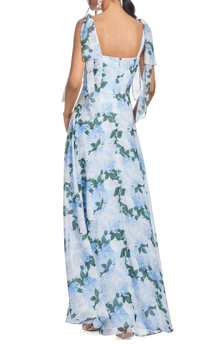 Pearl Floral Chiffon Maxi Cocktail Dress