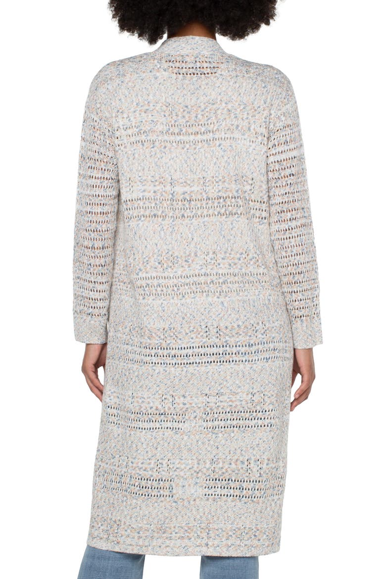 Marl Longline Open Front Cardigan, Alternate, color, RICH CRM MULTI