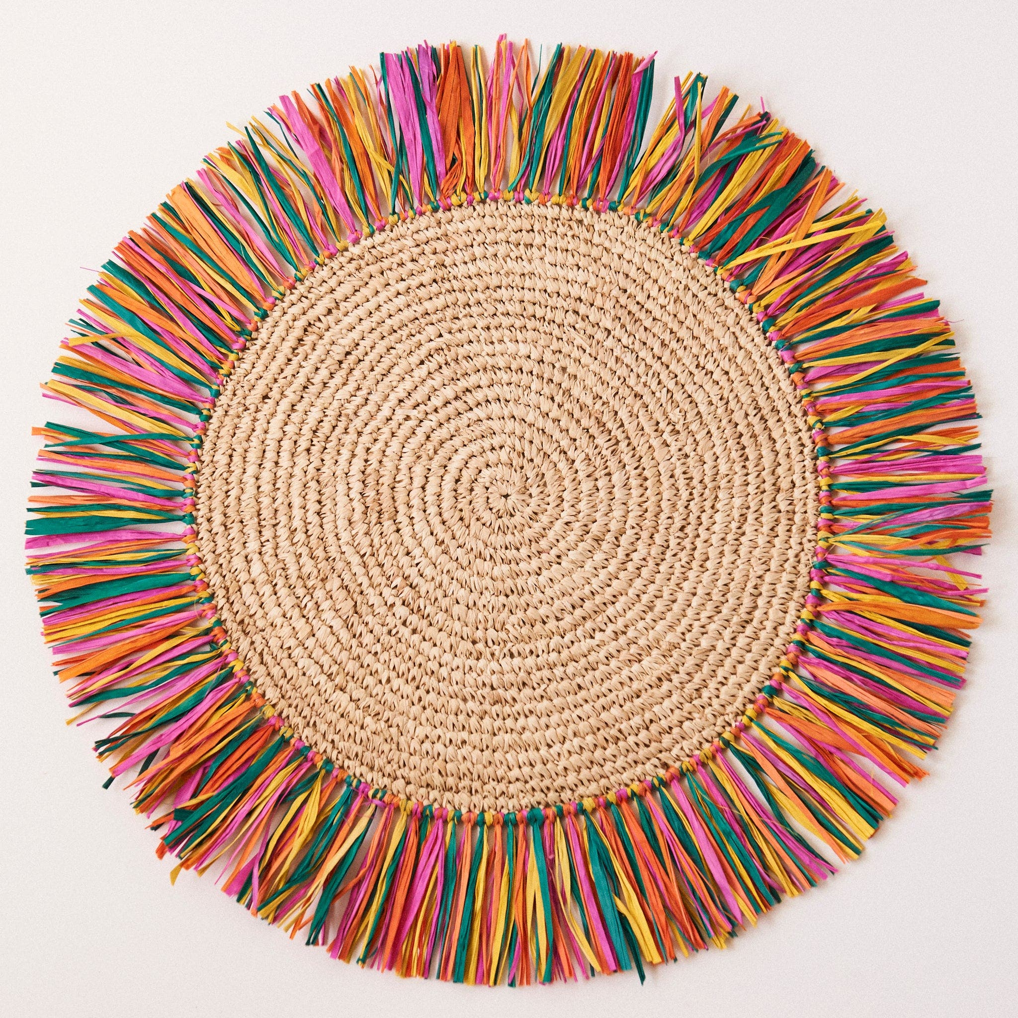 Kubo Pahiyas Woven Raffia Fringe Placemats Multi Rainbow