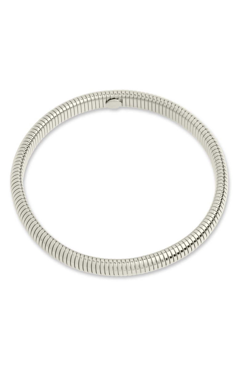 Sterling Forever Nia Textured Stretch Bracelet, Main, color, Silver