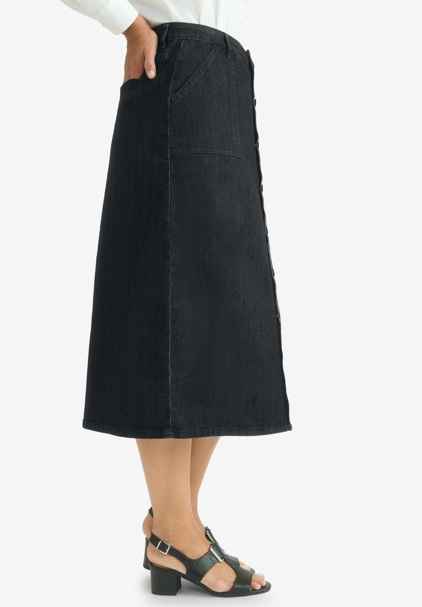 True Fit Button-Front Midi Skirt - image 2