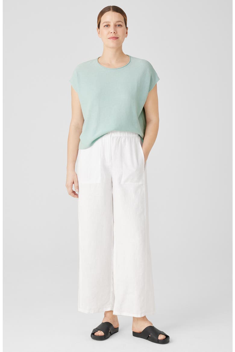 Wide Leg Organic Linen Ankle Pants, Alternate, color, WHITE
