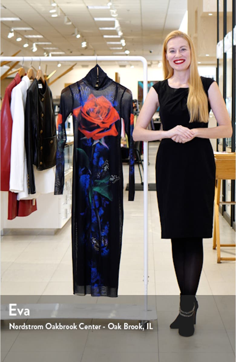 Shailene Long Sleeve Turtleneck Mesh Dress, sales video thumbnail