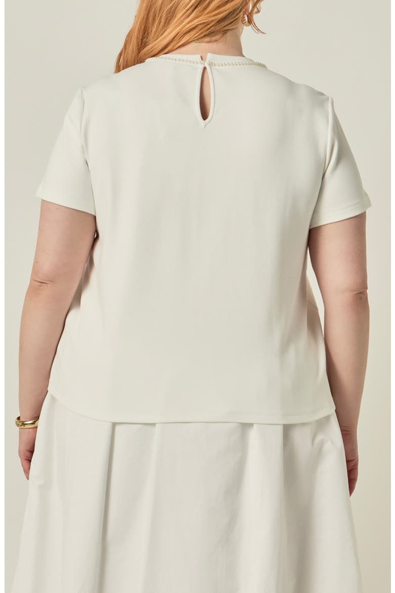 Pearly Bead Lace Bow Top, Alternate, color, WHITE