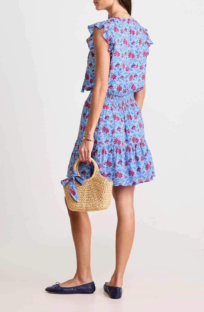 vineyard vines Julie Sleeveless Smocked Minidress, Alternate, color, Floral Serenity Blue