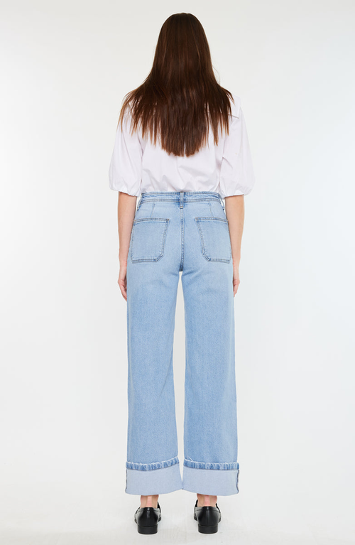 Kancan Olsen High Rise Wide Leg Jeans In Brown