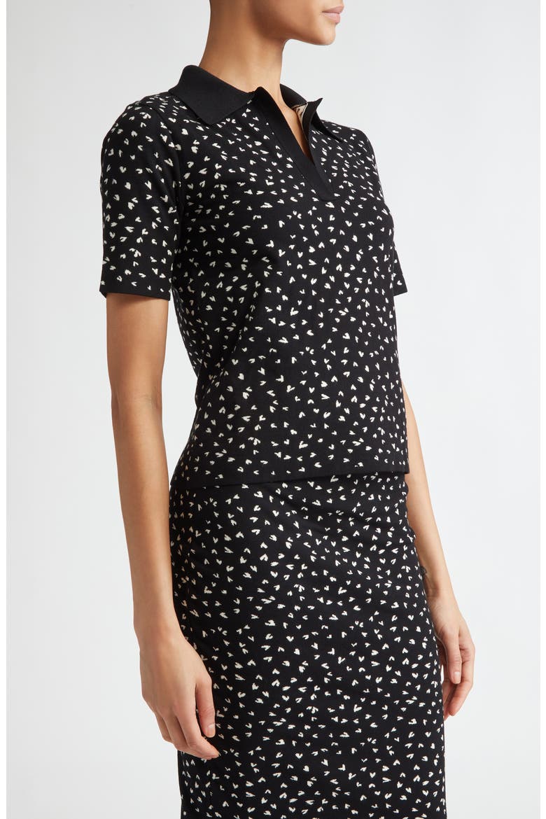 Acqua Heart Print Polo Sweater, Alternate, color, BLACK