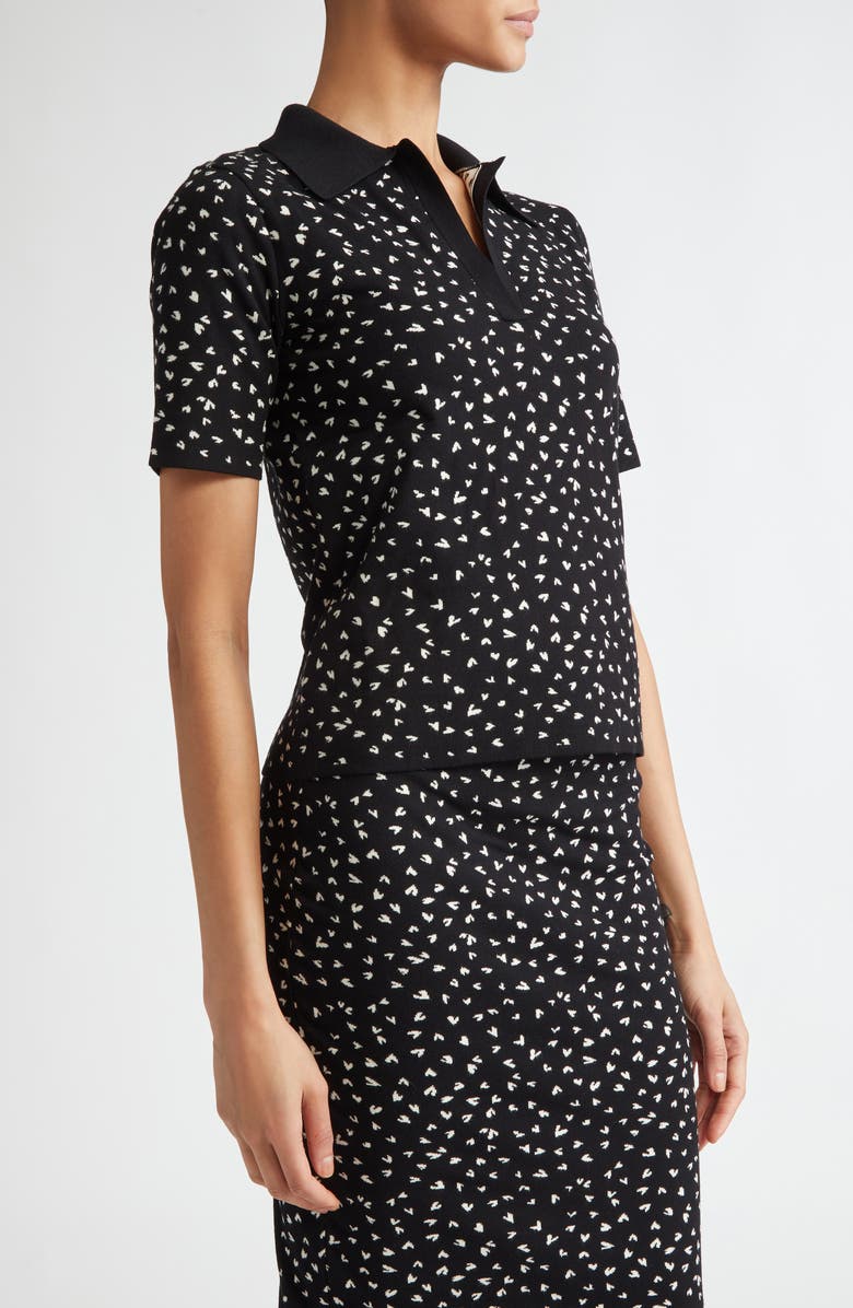 Max Mara Studio Acqua Heart Print Polo Sweater, Alternate, color,