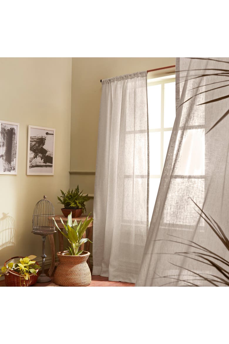 Linen Sheer Curtain with Rod Pocket  - 1 Panel., Alternate, color, Light Natural