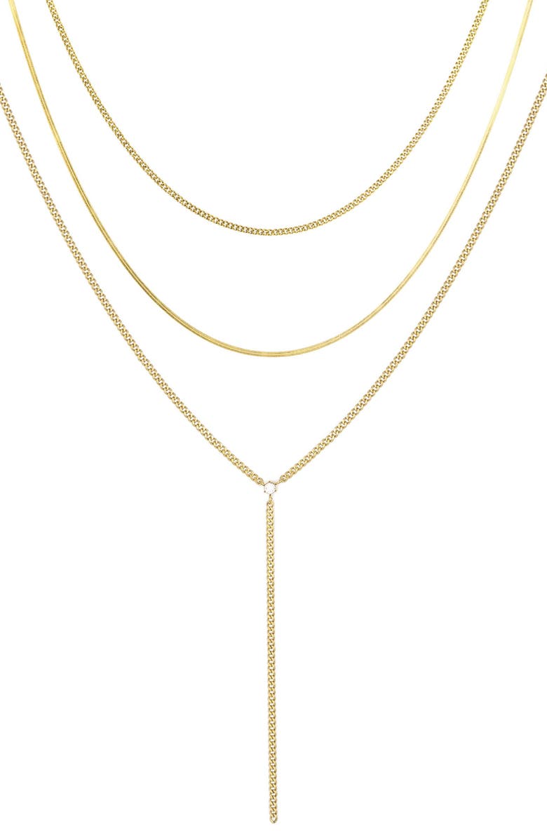 Adornia Set of 3 Chain & Lariat Necklaces, Main, color, Gold