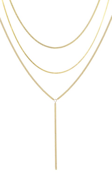 Set of 3 Chain & Lariat Necklaces
