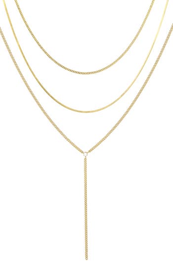 Adornia Set Of 3 Chain & Lariat Necklaces In Gold