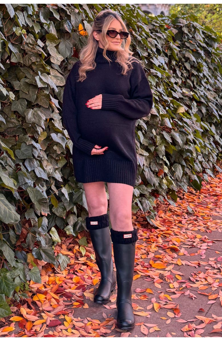 PinkBlush Turtle Neck Mini Sweater Dress, Alternate, color, Black