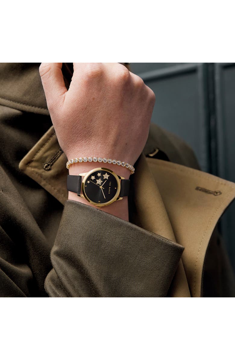 Ted Baker London Fitzrovia Leather Strap Watch & Bracelet Set, 34mm, Alternate, color, Yellow Gold/ Black/ Black