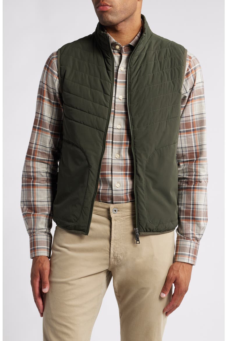 Water Resistant Stretch Nylon Puffer Vest, Main, color, OLIVE