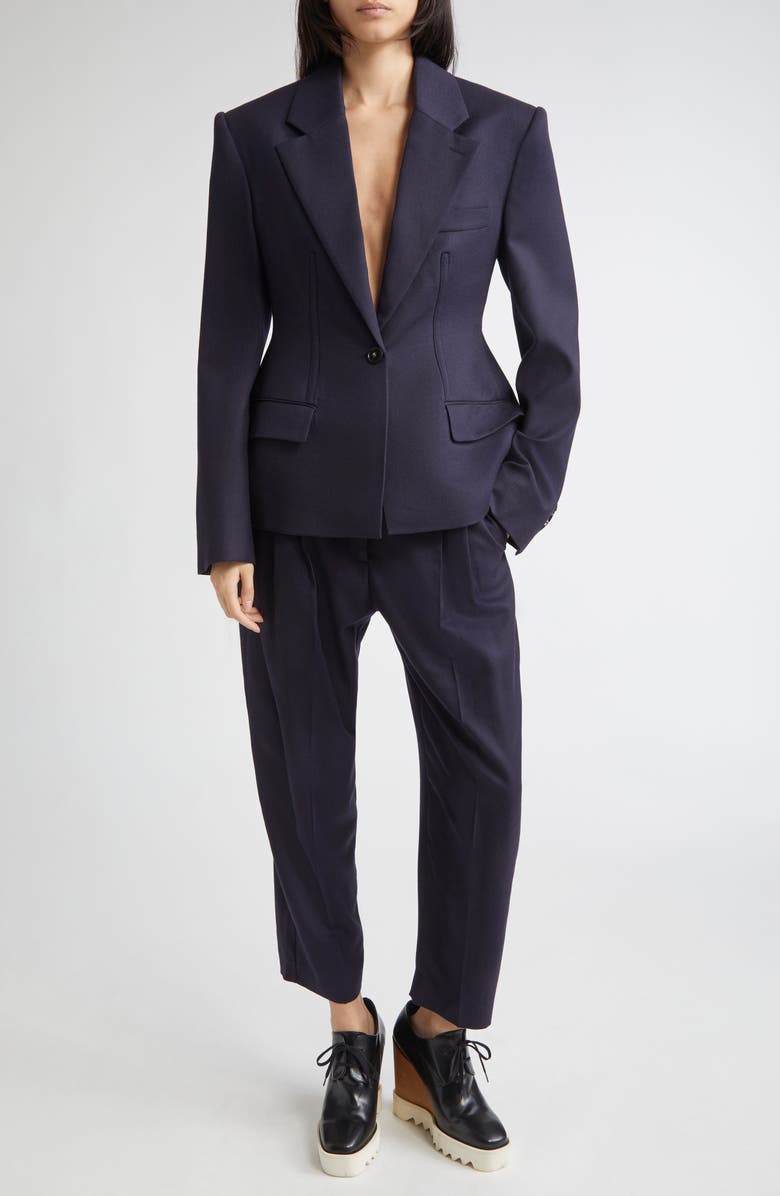 Stella McCartney Molded Wool Gabardine Blazer, Alternate, color, 4000 - Navy
