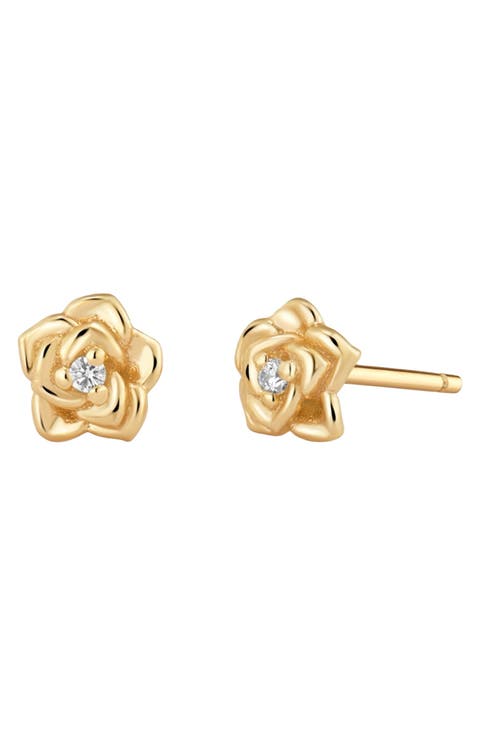 CZ Birth Flower Stud Earrings