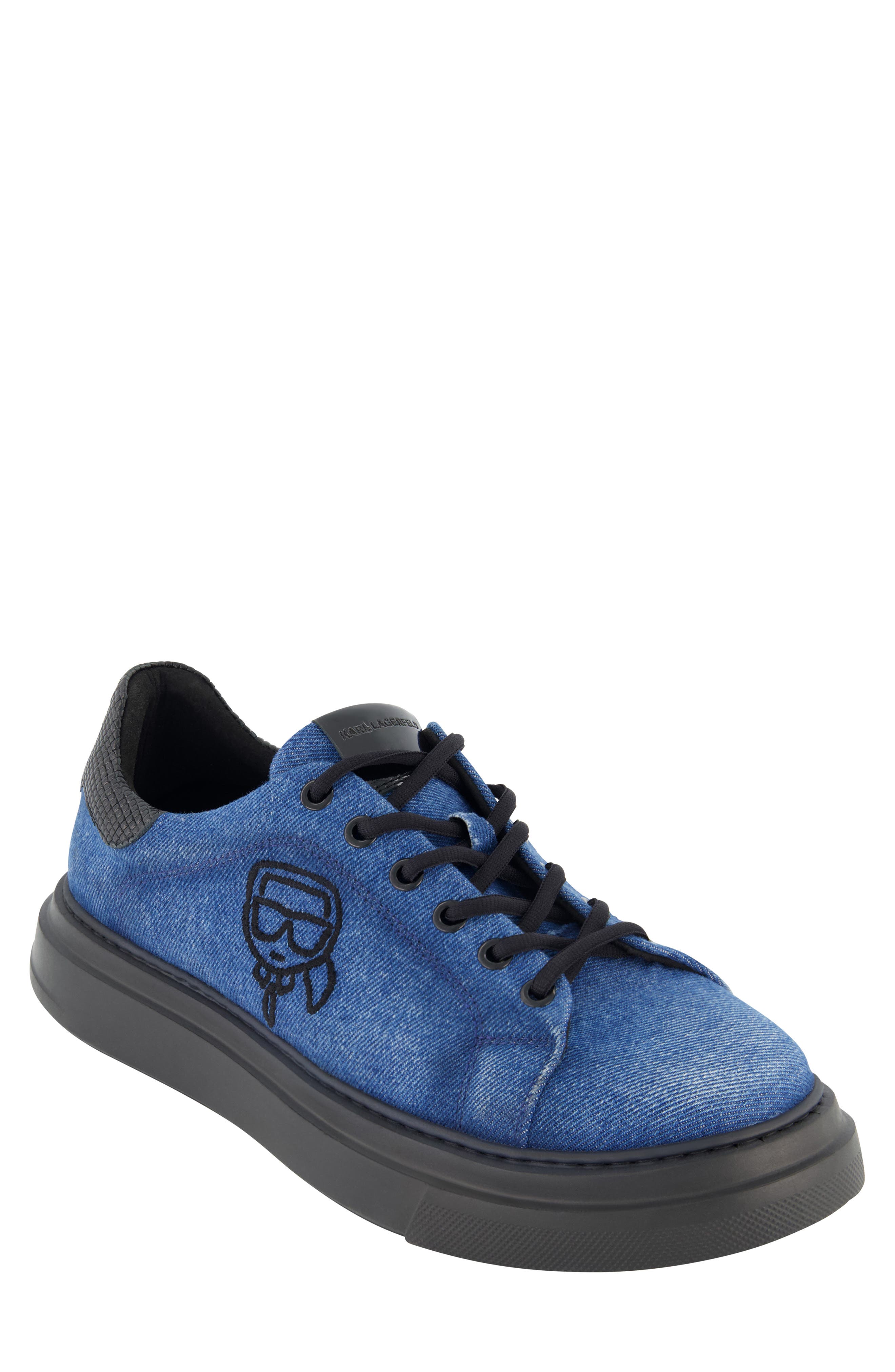 KARL LAGERFELD PARIS Karl Head Profile Sneaker, Main, color, Denim Indigo Wash