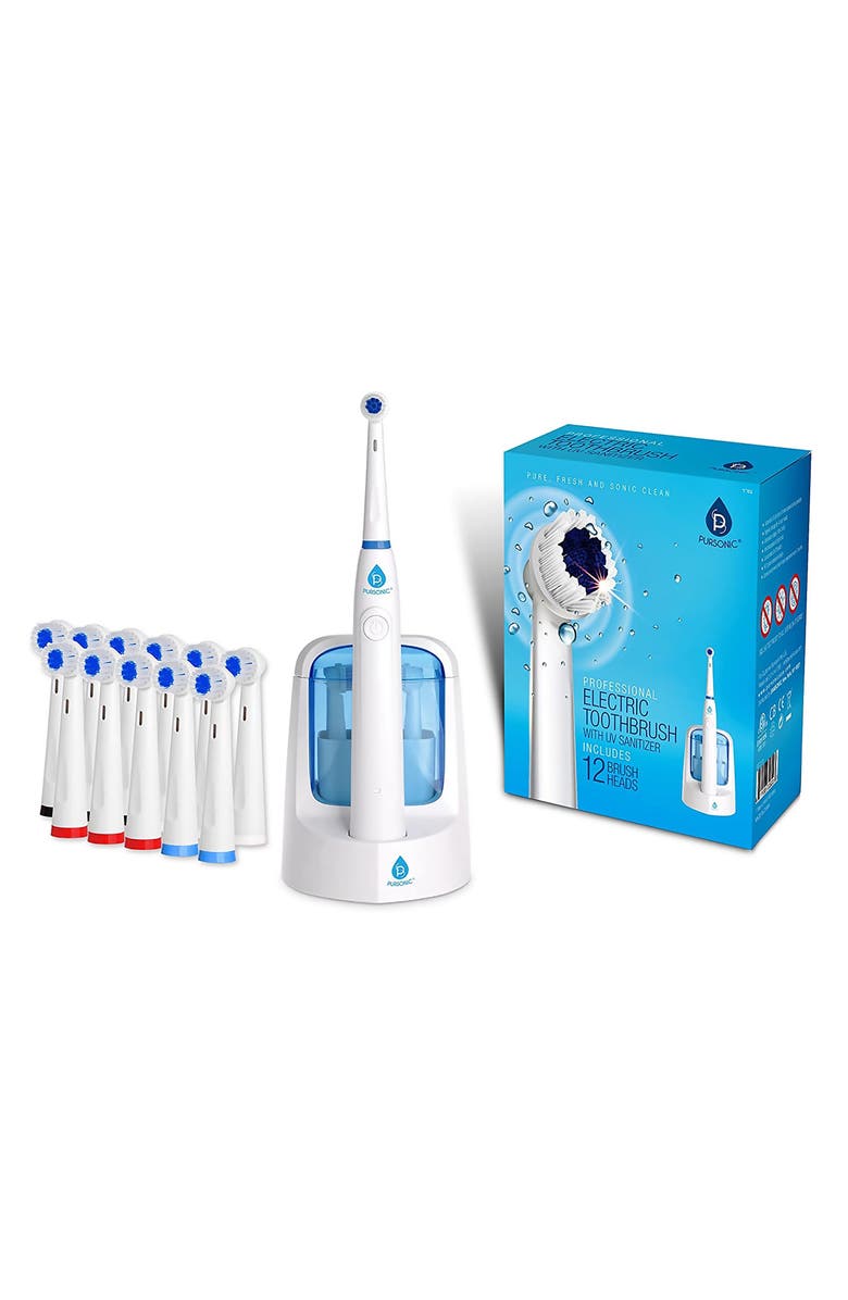PURSONIC Power Rechargeable Electric Toothbrush with Sanitizing Function, Main, color, White
