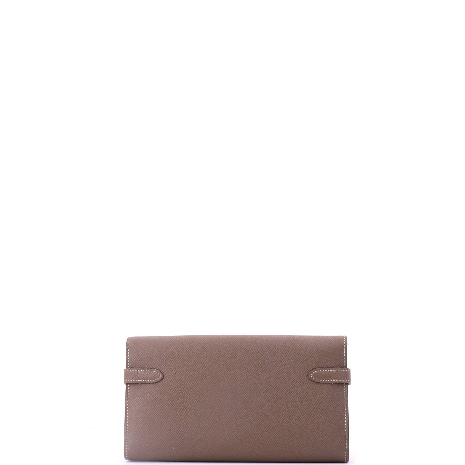 Pre-Owned Hermes Kelly Wallet Epsom Long, Alternate, color, Etoupe