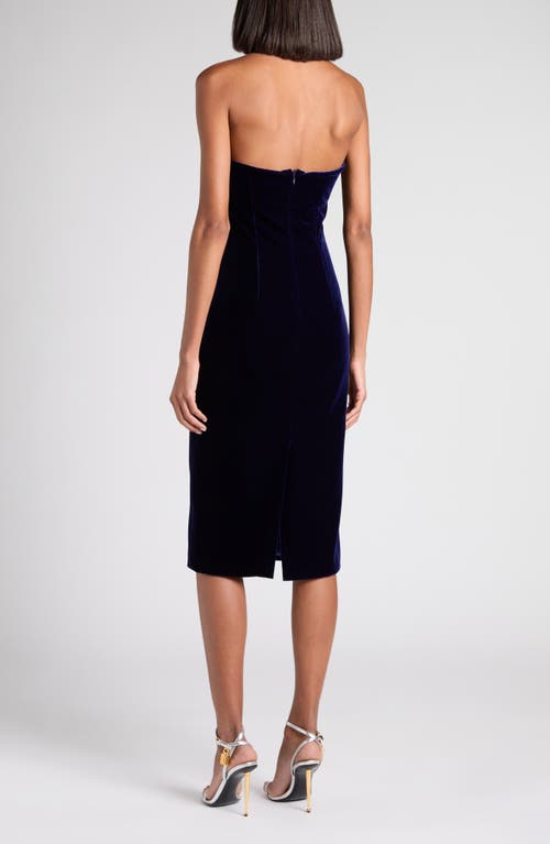 Tom Ford Strapless Plunge Neck Stretch Velvet Cocktail Dress In Multi